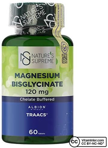 Natures Supreme Magnesium Bisglycinate 120 Mg 60 Tablet AROMASIZ Renkli