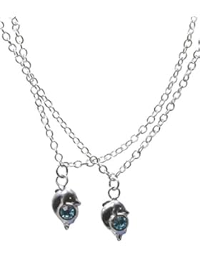 SL-Silver Fusskette Fusskettchen Delfin mit Kristall blau Länge: 26-28 cm 925 Silber