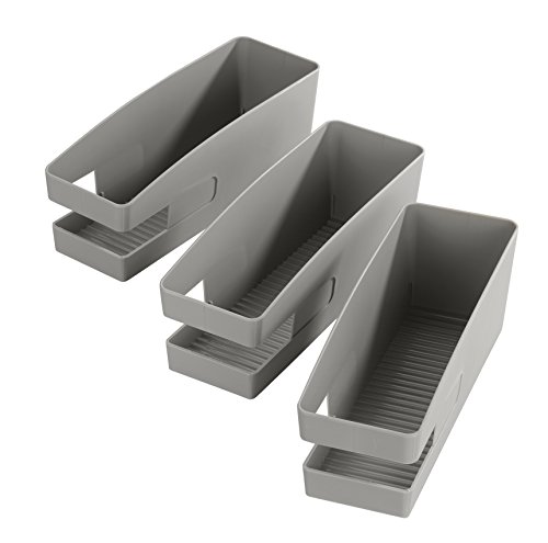 Wenko Schuhhalter für Ballerinas, Organizer mit Griffmulde in Grau aus Polypropylen, Für übersichtliche Ordnung im Schrank, 9 x 9,5 x 26,5cm, 3er Pack