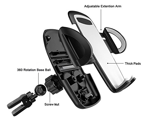 Ulinek Handy Halterung Universal Halterung 360 Grad drehbar Auto Halterung, Lebenslange Garantie, fÃ¼r Phone 7 7 Plus 6 6 Plus 6s 6s Plus SE 5 5s 5c 4 4s und die meisten Android Smartphone (schwarz)