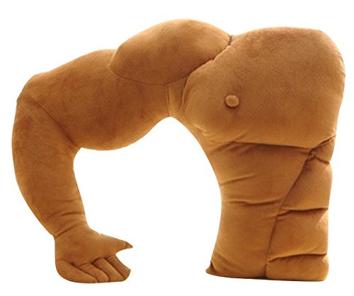 Drasawee 48cm/18" Strong Muscle One-Arm Boy Friend Cushion Body Pillow Doll PP Stuffed Bolster Toy Perfect Gift for Girls Brown