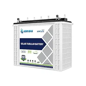 SERVBAK Solar STB-400+ (40Ah/12VDC) Tubular Solar Battery for Home, Office & Shop with 60 Months Warranty (White Container & Black Cover)