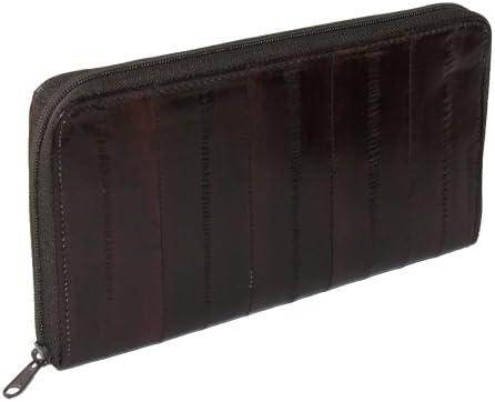 MJ Masters Women's Eel Skin Large Zip Around Wallet, Brown