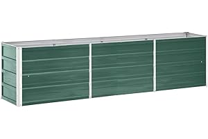 ‎VIDAXL vidaXL Garten Hochbeet Gemüsebeet Pflanzbeet Gartenbeet Frühbeet Pflanzkasten Blumenkasten Blumenbeet Verzinkter Stahl 240x40x45cm Grün