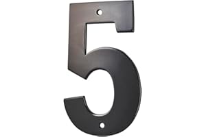 THIRARD - Chiffre 5 à Visser - Alliage Métallique - Extérieur - Idéal pour Numéro de Maison et Boîte aux Lettres - Résistant aux Intempéries - Hauteur 80 mm - Noir