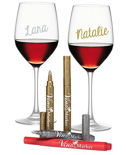 Vino Marker Weinglas-stifte/Marker, metallic, 4er Packung – eine neue Alternative zu Glasmarkers