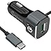 Price comparison product image CHGeek USB Type C Car Charger 6A 34W Quick Charge 3.0 Adapter Built-in Type-C USB C 3.1 Cable (3ft) for Macbook 12 Inch, Samsung s7 s6 Nexus 5X 6P, Google Pixel, LG G5, HTC 10, OnePlus 2, ect.-CH02