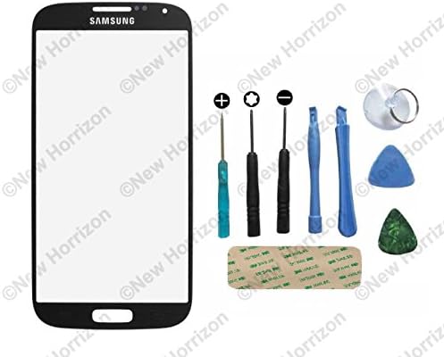New Horrizon - Replacement Front Outer Glass Screen Lens For Samsung Galaxy S3 -S4 - S5 - Mini - NOTE 1 2 3 - Tools Included (Galaxy S4 Mini, Black)
