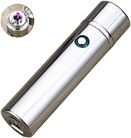 Emsmil Electric Arc Lighters USB Mini Portable Rechargeable Double Arc Beam Cigarette Lighter Windproof Flameless Touch Switch USB Cable included Gift Silver