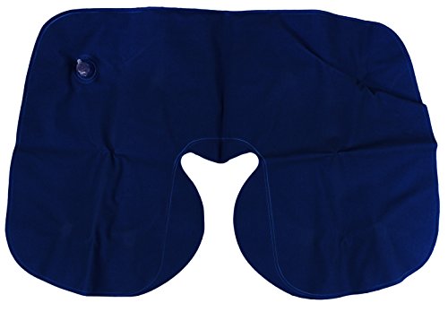 COM-FOUR® 2er Set blaues aufblasbares Nackenkissen Nackenhörnchen Reisekissen (2 Stück – blau) - 3