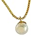 Surat Diamonds 4.00ct Round Button Natural Freshwater White Pearl 10 mm Solitaire Pendant with Gold Plated Chain (SDS260) RS.198.00
