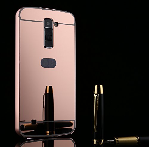 Funda Espejo para LG K10 2016 Aluminio Metal Carcasa Color Rosado reviews Funda Espejo para LG K10 2016 Aluminio Metal Carcasa Color Rosado