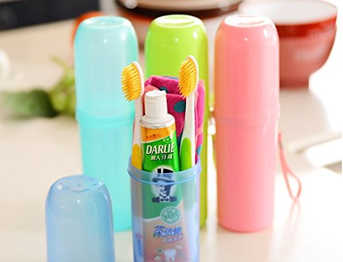 dealglad® Portable Utility Zahnbürstenhalter Zahnputzbecher Zahnpasta Cup Badetuch Reise, Zubehör Set, plastik, Clear Green, 20cm*5.5cm(H*Dia.) - 3