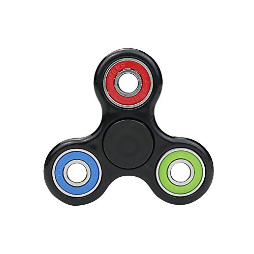 Hand Finger Spinner - Jayfu Tri-Spinner Fidget Toy EDC Focus Toy Ultra Durable Non-3D printed (black-colorful)