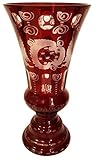 besondere Geschenksidee Oberstdorfer Glashütte Antik Glass Vase Egermann böhmisches Glas Kristall Rubin rot Glas Vase Sammler Glas gebraucht Zustand Höhe 26 cm Durchmesser Oben 12,5 cm