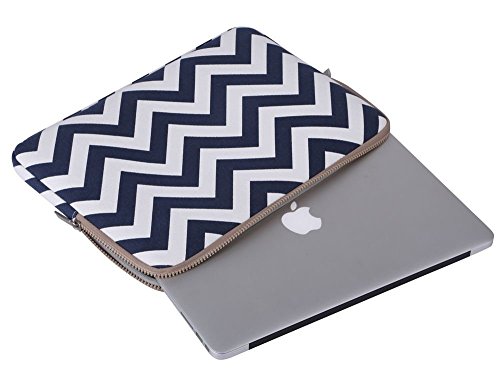 MOSISO Chevron Segeltuchstoff Hülle Sleeve Tasche für 15-15,6 Zoll MacBooks, Laptops mit Bonus-Tasche Farbe: Blau - 3