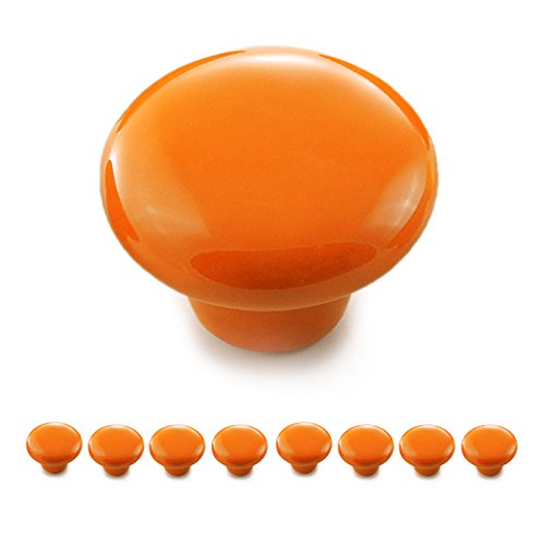 Möbelknöpfe 8er Set aus Porzellan / Keramik orange - Möbelgriff Türknauf Schrankgriff Schrankknopf Möbelknauf - Knauf & Griff in Vintage Shabby Landhaus Antik für Möbel Schublade Schrank by Ganzoo