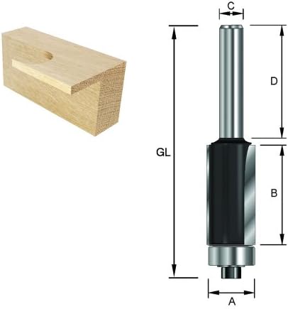 13563 Trimming Cutter Carbide, Shank (S) 6 mm, Diameter (D) 12,7 mm, NL 25,4 mm, SL 32 mm, GL 68 mm, with Ball Bearing