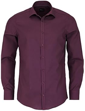 VENTI Slim Fit Hemd super langer Arm Popeline weinrot AL 72