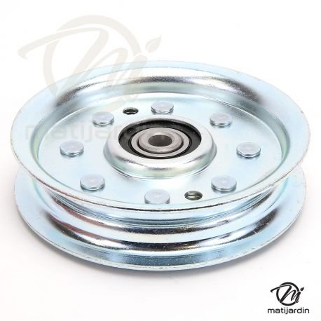 examen Poulie gorge plate acier avec roulement renforcé. Ø 101 mm. Diamètre rebord 117 mm - Pièce neuve