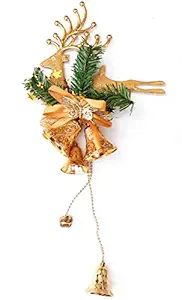 Urvi Creations Christmas Xmas Tree Decoration 1 Pcs Golden Reindeer Wall Hanging Showpiece Ornaments for Xmas Christmas