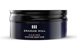 GRAHAM HILL Casino Shaving Soap Bar for Men (85g) – Moisturising, Mild and Perfect for Travel – Premium Mens Shaving Soap Bar with Vegetable Oil and Glycerine
