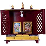 Wooden Temple/Home Temple/Pooja Mandir/Pooja Mandap/Temple for Home with White Light