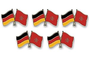 Yantec Pins 5er Pack Deutschland - Hong Kong Freundschaftspin Flagge