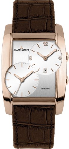 Jacques Lemans Herren-Armbanduhr Classic Analog Quarz Leder 1-1460D