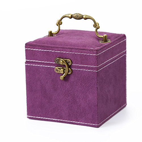 LUFA Retro Velvet Schmuck-Kasten-Speicher Display-Ring-Halsketten-Armband-Kasten 4 Farben-lila&12 * 12 * 12cm