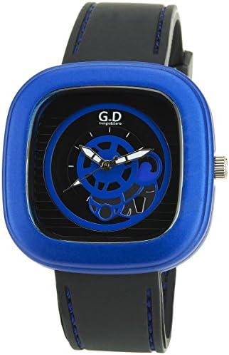 GIORGIO&amp;DARIO -Mens Watch Blue Quartz Plastic case Analogue Display Silicone Band Black