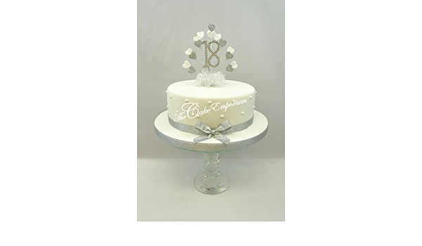 Rafale De Gateau Spray Strass 18eme Anniversaire Argent Et Blanc Paillettes Coeurs Avec Ruban Amazon Fr Cuisine Et Maison