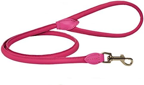 Pink Real Soft Leather Rolled Dod Lead HandMade Colorful (12mm/120cm)