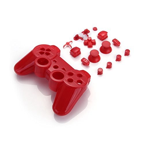 SODIAL R  Funda Carcasa Reemplazo para Mando Inalambrico PS3 Color Rojo