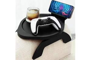 Kotona UK Bamboo Rotating Sofa Tray Table. Non-Slip Foldable Armrest Tray for Couches, Sofas, Chairs, for Home or Office, Black Wood