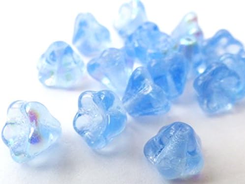 Lenka Republika 30(PCS) X 9(mm) CZECH GLASS TRUMPET FLOWER BELL CUP BEADS - SAPPHIRE BLUE - D045