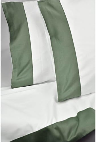Full bed Sheets Cotton Satin - White-Green, King under the corners 180x200 +30 +2F Lot, King Size Double
