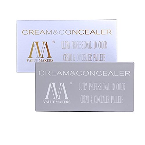 Contouring Palette Abdeckcreme VALUE MAKERS Pro 10 Farben Gesicht Contouring Make up Camouflage + Schminkspiegel - 5