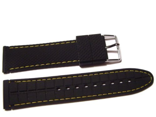 VK von Buran01.com Uhrenarmband-Uhrband Silikon schwarz mit Gelbe Naht 20mm VK von Buran01.com Uhrenarmband-Uhrband Silikon schwarz mit Gelbe Naht 20mm