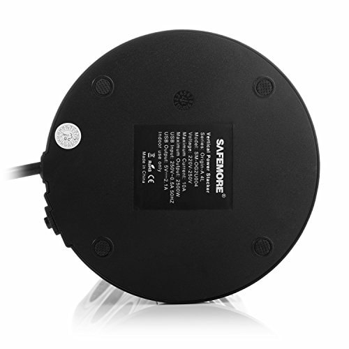 SAFEMORE Schaltbare 15 Fach Steckdosenleiste Mehrfachsteckdosen Steckdosenturm mit 2 USB Anschlüsse 2500W/10A Schwarz + Weiß - 6