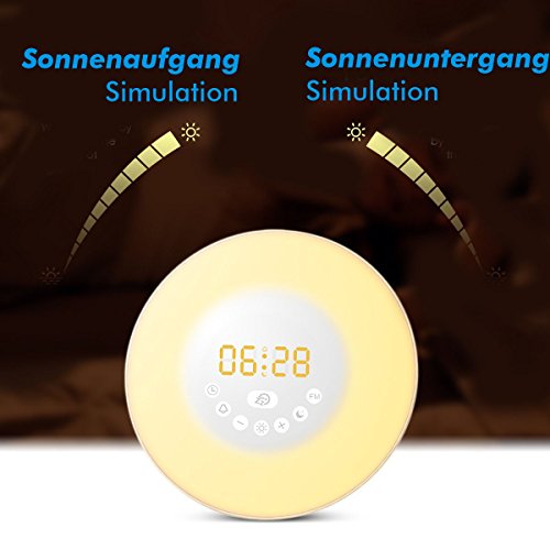 ORSEN Wake-up Light,Lichtwecker,Aufwachen mit Licht,6 natürlichen Wecktöne,Sonnenaufgang Sonnenuntergang Simulation,Schlaflicht,Kinderwecker mit FM Radio Funktion. - 4
