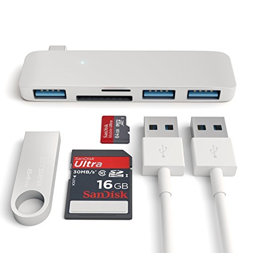Satechi Typ-C USB 3.0 3 in 1 Combo Hub – 3-Fach Anschluss USB3.0 Hub, TF/MicroSD Karte & SD Speicherkarte Lesegerät Adapter für Notebook / Laptop / SD / MicroSD / Karten Alles in Einem (Silber) - 2