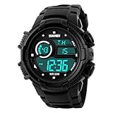 Fenkoo Herren Armbanduhr digital LED / Kalender / Chronograph / Wasserdicht / Alarm / Sportuhr PU Band Schwarz Marke-