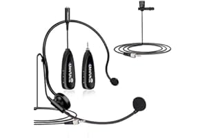 KIMAFUN Sistema di Microfoni Wireless Lapel, Microfono Wireless 2.4G Archetto e Lavalier per Smartphone, Laptop e Altoparlanti, Design per Insegnamento, Registrazione, Vlog, Trasmissione, G102-3