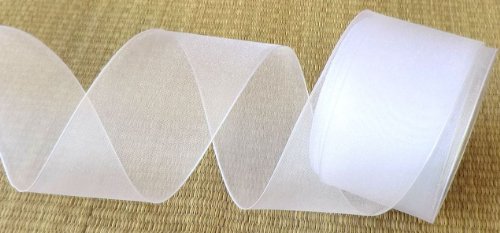 SCHLEIFENBAND Organza 25m x 60mm weiß weiss mit Draht Geschenkband DEKOBAND Hochzeit Antennenband - 3