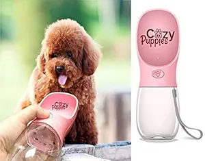 COZY PUPPIES Dog Water Bottle, Leak Proof Portable Puppy Water Dispenser with Drinking Feeder for Pets Outdoor Walking, Hiking, Travel, Food Grade Plastic 350.ml ( Color May Vary )