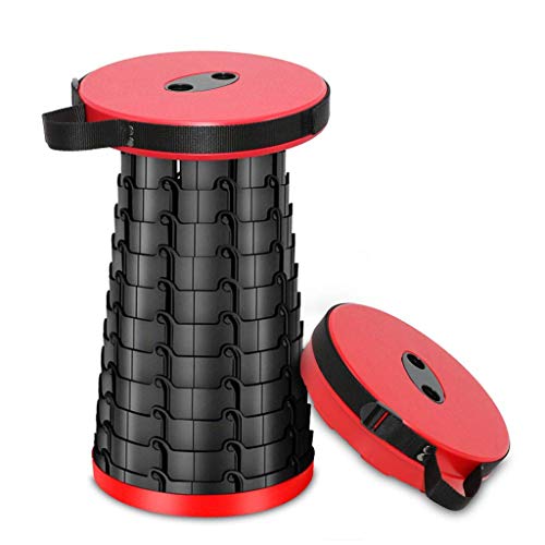 Taburete telescópico portátil Plegable Taburete de Camping Plegable Pesca Senderismo Viaje Actividades al Aire Libre Tricolor Opcional (Red)