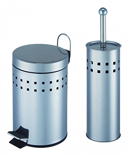 WC-Bürstenhalter mit Mülleimer, 2 tgl. Set, Edelstahl