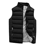 Xmiral Herren Jacke Mantel Herbst Winter Gepolsterte Baumwolle Kapuze Dicke Weste Tops (XL,Schwarz)
