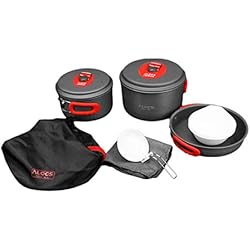 FairytaleMM ALOCS CW-C31 Camping ustensiles de Cuisine avec 3 casseroles casseroles Pan pour 5-6 Personnes (Couleur: Gris foncé) Dark Gray